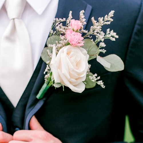 Classic Soft Pink Romantic Wedding Boutonniere